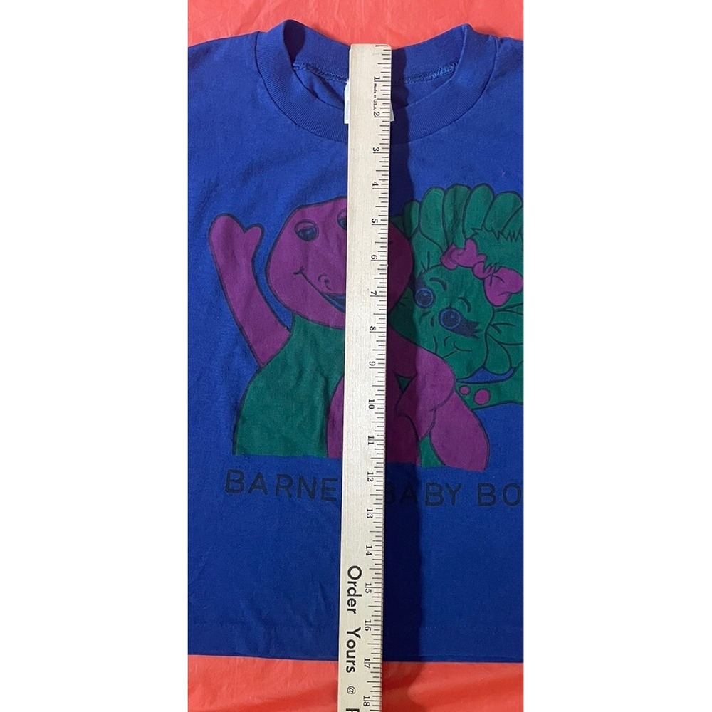 Vintage 90s Barney And Baby Bop Kids Blue T-Shirt‎ Size Medium - Picture 4 of 7